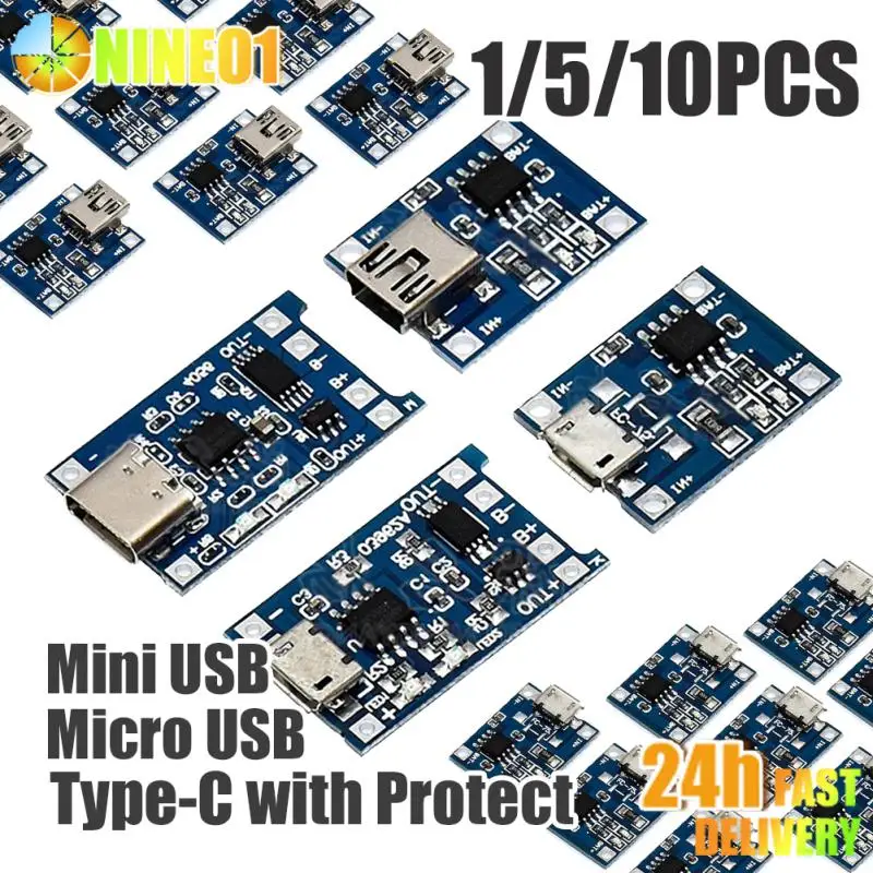 C타입 마이크로 미니 USB 리튬 배터리 충전기 모듈 충전 보드, 보호 이중 기능 1A, 5V 1A 18650, TP4056, 1-10 개