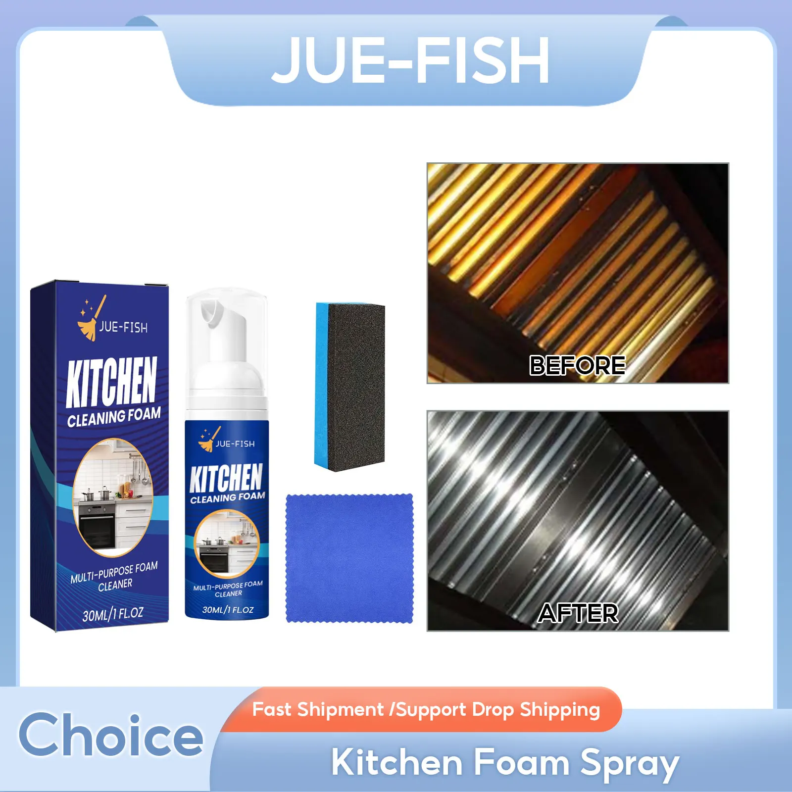 

Kitchen Foam Spray Stove Oven Grease Remover Multi-Purpose Dirt Oil Cleaning Range Hood Rust Remover Heavy Oil Bubble Cleaner