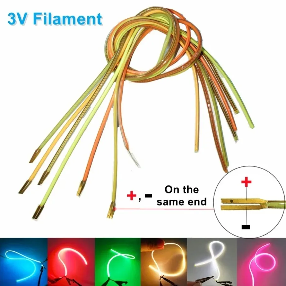 300mm LED Same End Filament 3V Ultra Slim Flexible Strip Retro Edison Bulb Filament DIY Diode Parts for DIY Lamp Bulb Making