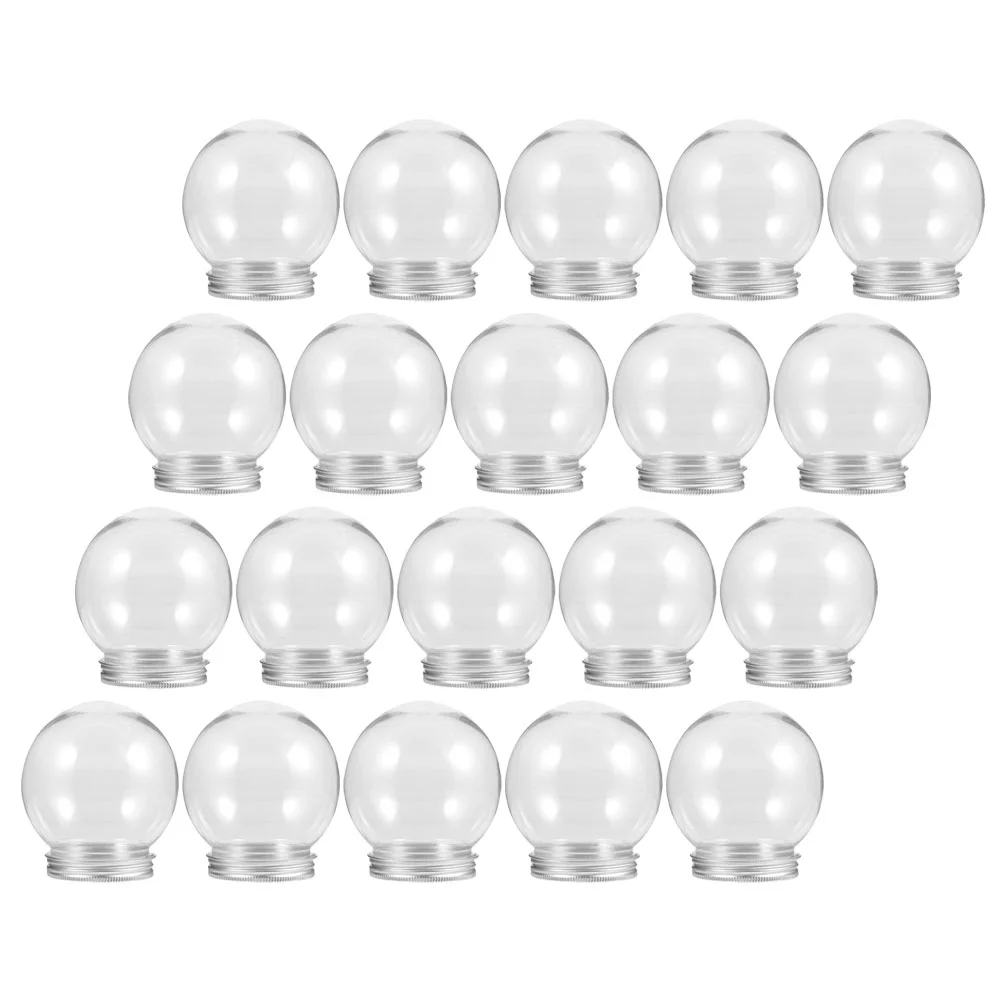 20 Pcs Transparent Snow Globe Water Ball Shape Kit Plastic Candy Suite Mini Globes The Pet Christmas Child Bulk