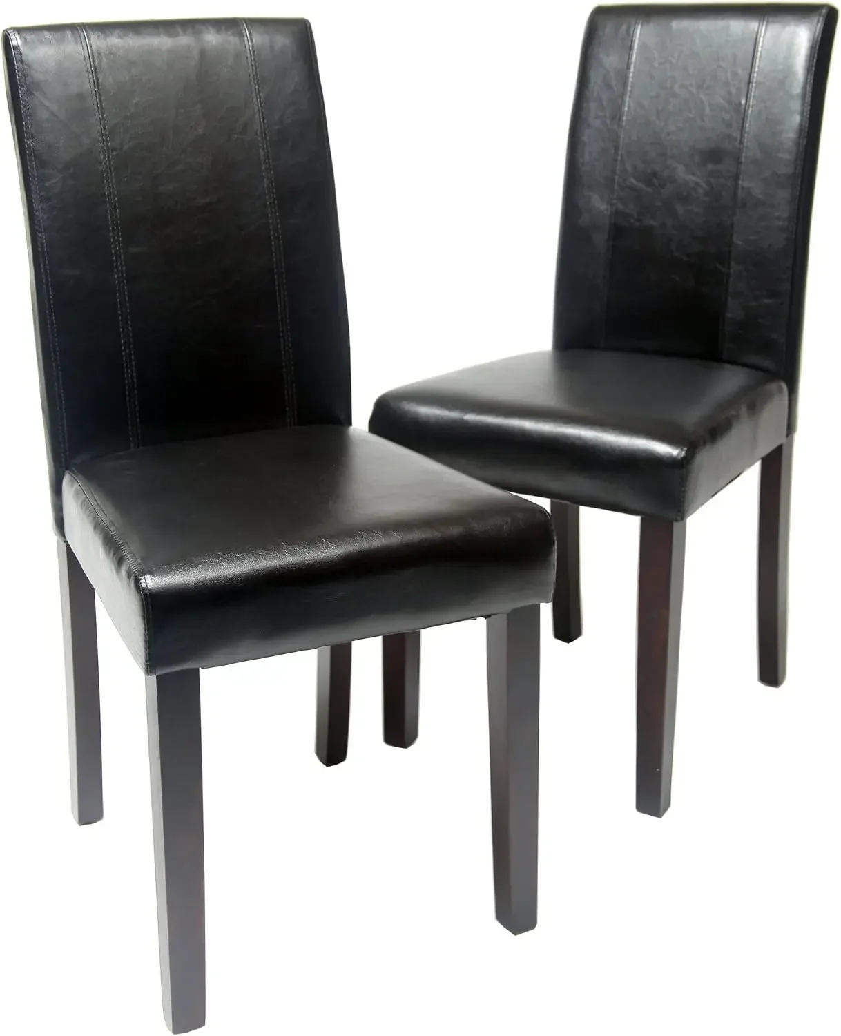 Silla Parson acolchada de polipiel de madera maciza estilo urbano, negra, juego de 2
