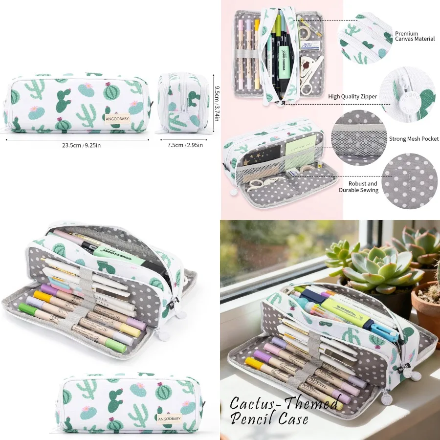 

Холщовый пенал большой емкости с 3 отделениями для мальчиков и девочек-подростков, идеально подходит для школьников, идеально подходящий для организации