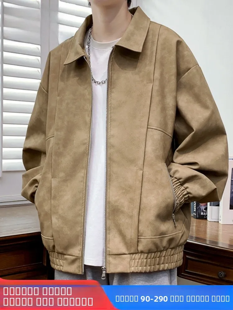 

MoChao Large Size Casual Jaet for Men Spring Autumn New Sle Trendy Brand Loose Slimming Versatile plus Size Leisure Turn-...