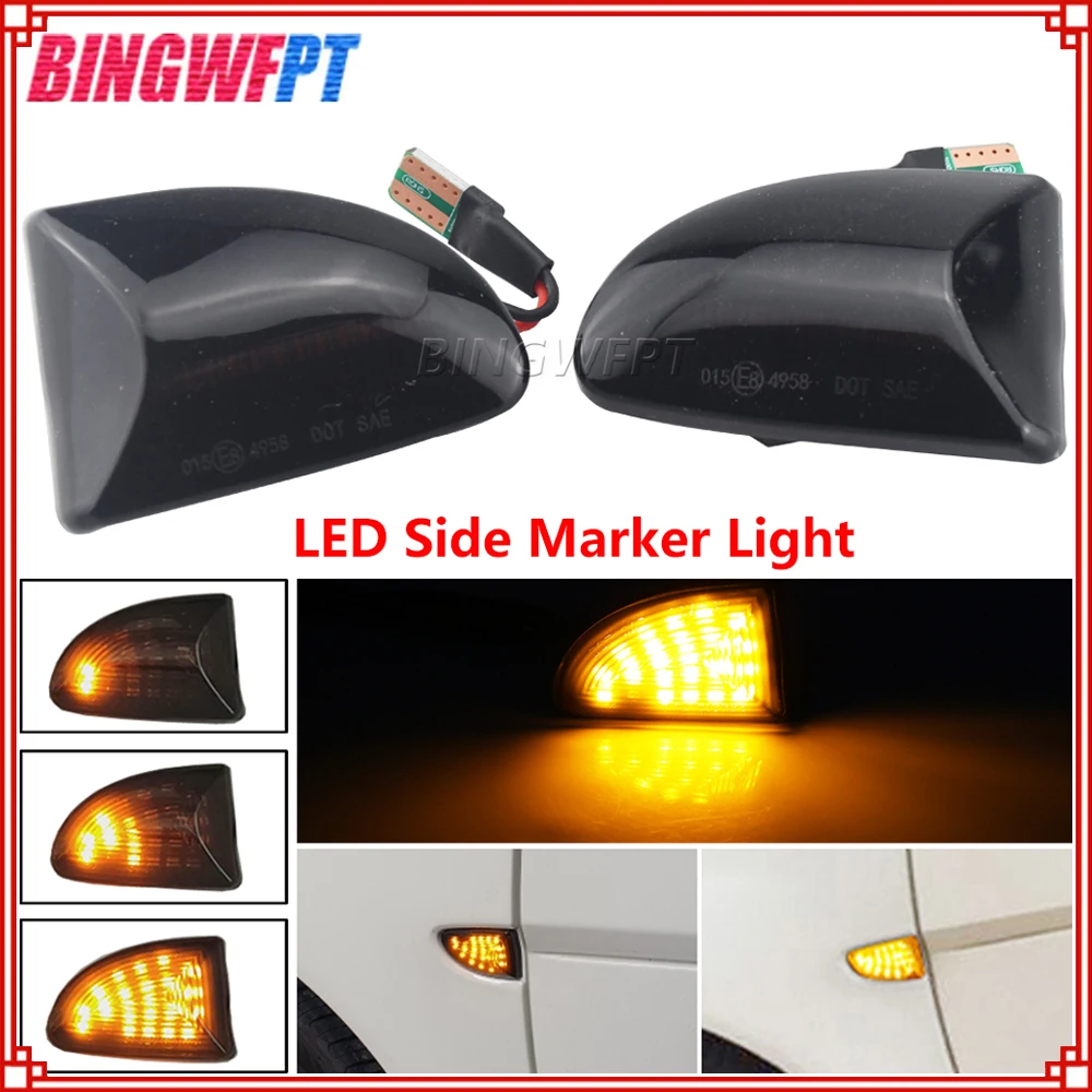 

2PCS For Benz Smart Fortwo 451 MK1 MKII 2007-2015 Smoked lens Amber LED Dynamic Side Marker Turn Signal Lights Car Lamp