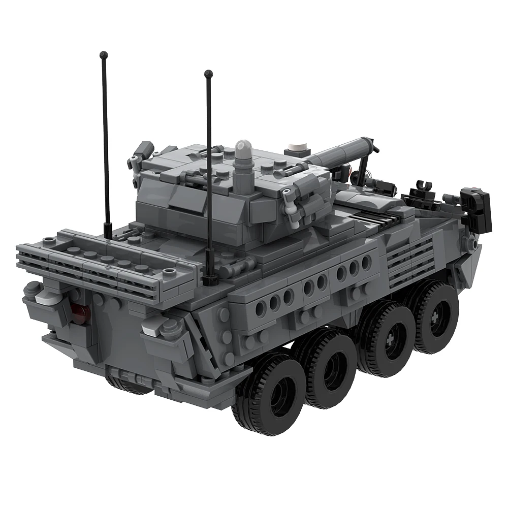 SETBRICKS MOC Scale Dragoons Military Armored Tank Building Block set War Vehicle M1296 Stryker ICVV-D Education Brick Toy