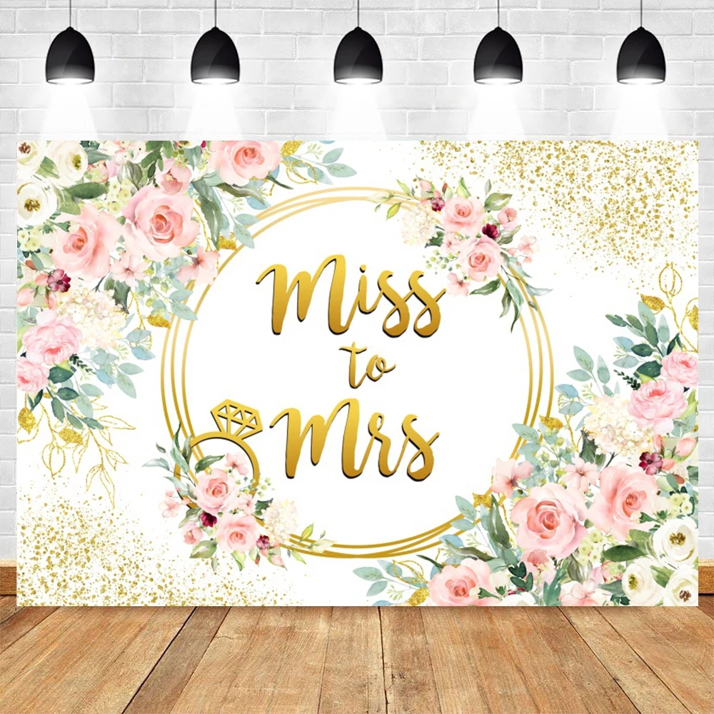 Mr & Mrs Bridal Shower Backdrop Miss to Mrs Bride To Be Engagement Ceremony Wedding Party Flower Floral Photography Background