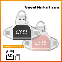 Adaptador Universal de lector de tarjetas de memoria, dispositivo 4 en 1, USB 2,0, OTG, Micro USB, TF, SD, para PC, teléfono, ordenador portátil, 1 unids/s, A4B3