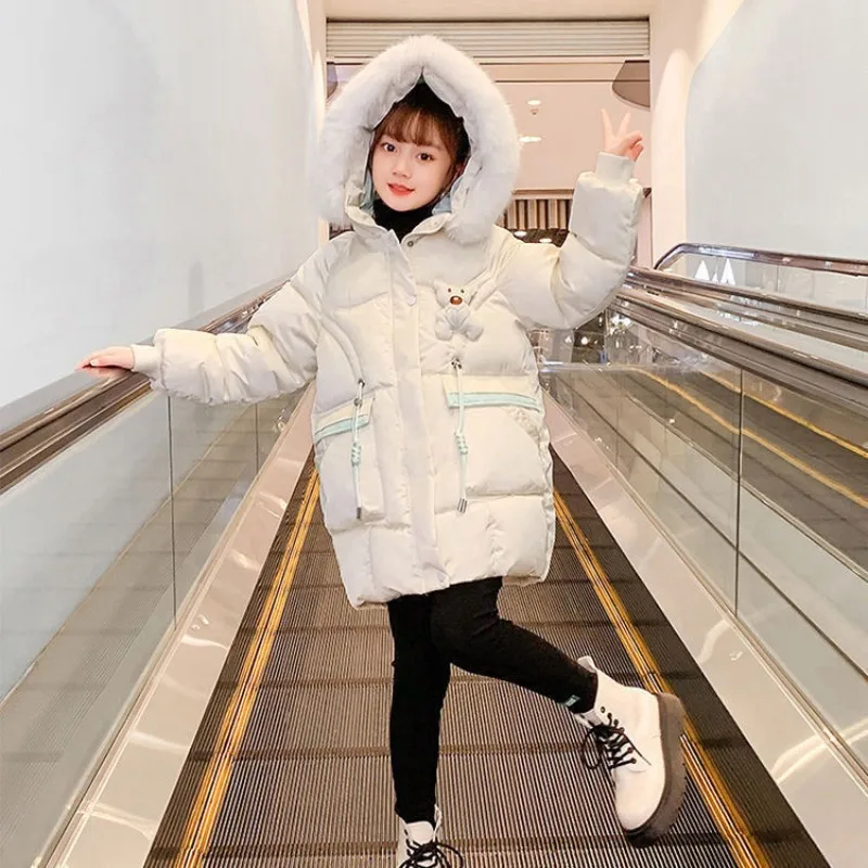 

Детское пальто, зимняя одежда для девочек, теплый пуховик, одежда для девочек, парка, пальто с капюшоном из натурального меха, верхняя одежда, детский зимний комбинезон, От 12 лет