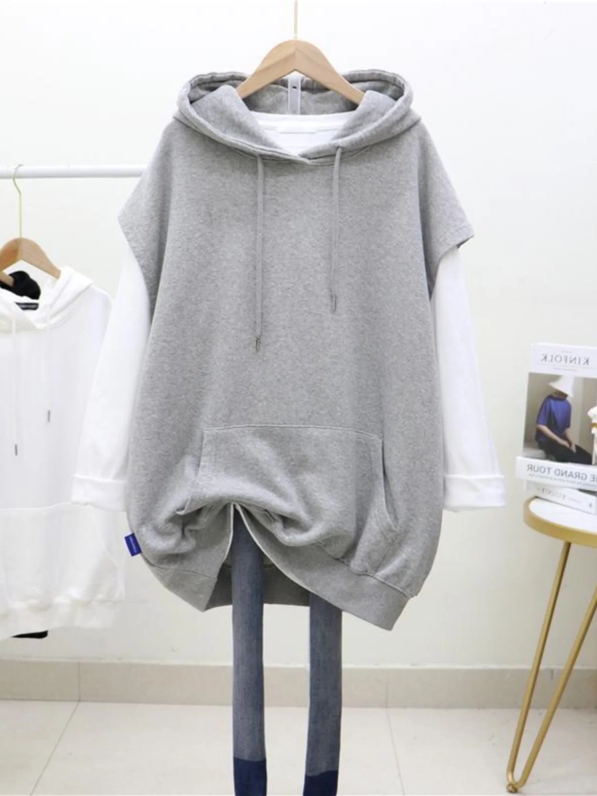 

Толстовка больших размеров Svel, весна-осень, большая емкость, корейский Sle, повседневная женская однотонная толстовка средней длины