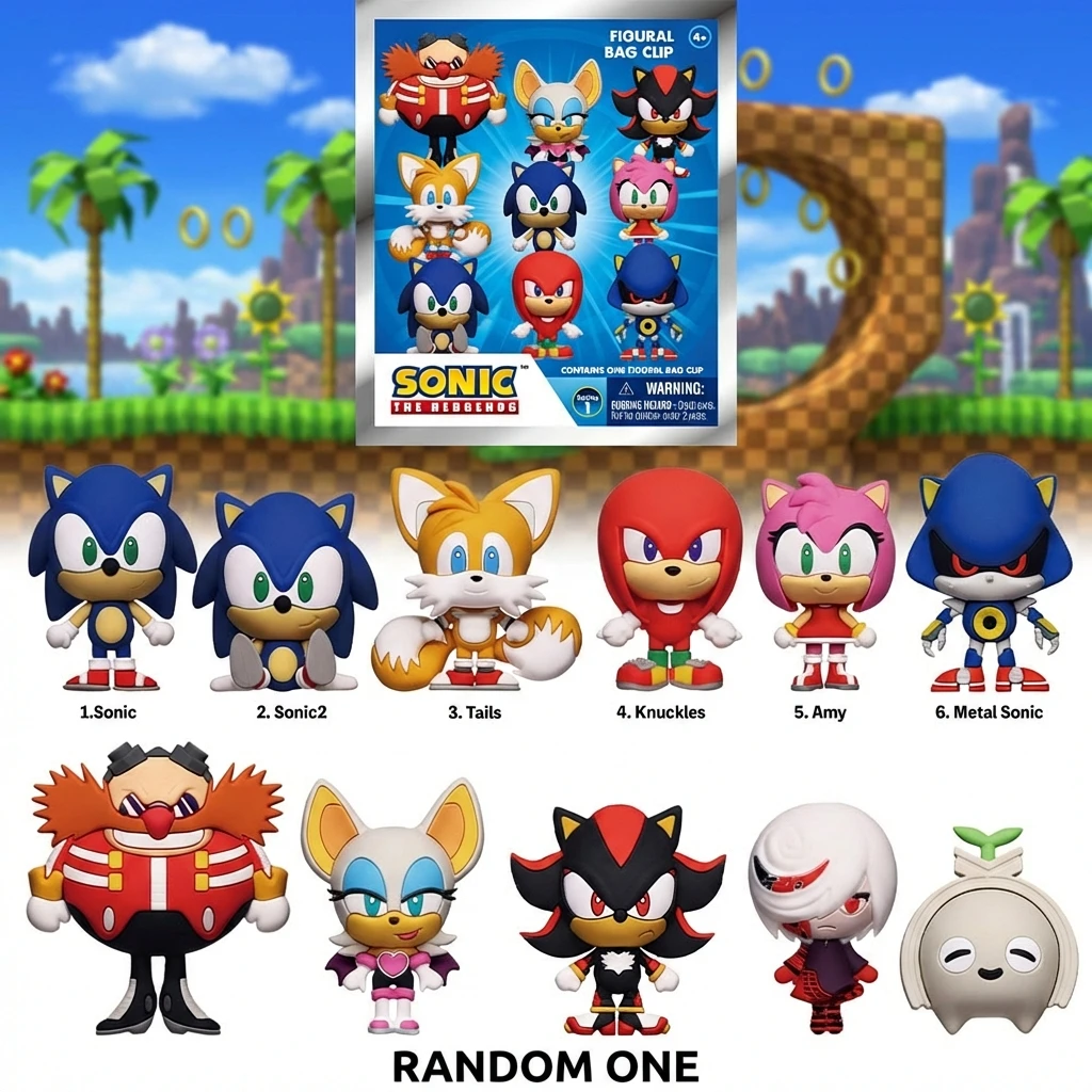 

Sonic The Hedgehog Officially Licensed 3D Anime Blind Box Series 1pc Mystery Bulk Bag Clip Keychain Random One Sonic