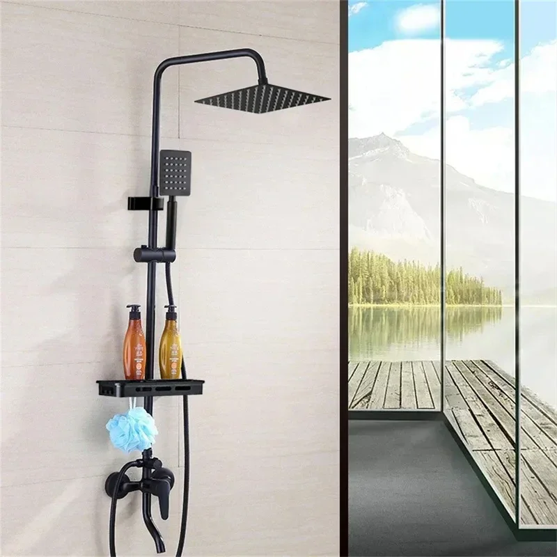 1-pc bathroom shower set wallmounted homebathing set black practical showerhead suitable for bathroom bathrobes accessories