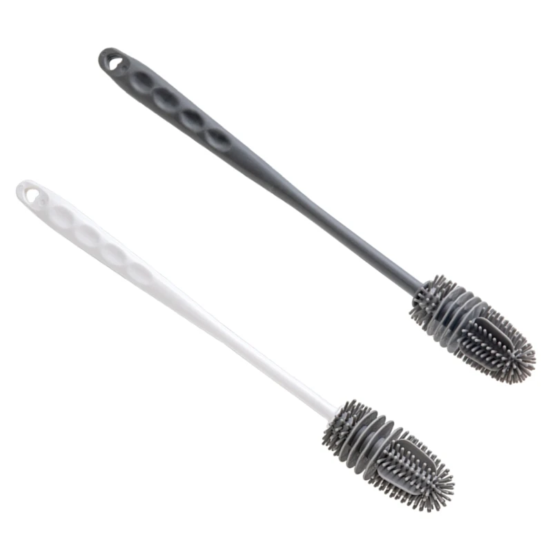 Bộ 2 Bàn Chải Làm Sạch Chai Thích Hợp Cho Chai Bia Cổ Hẹp Bàn Chải Silicon Có Thể Tái Sử Dụng Cho Bình Thể Thao, Trang Sức Giọt