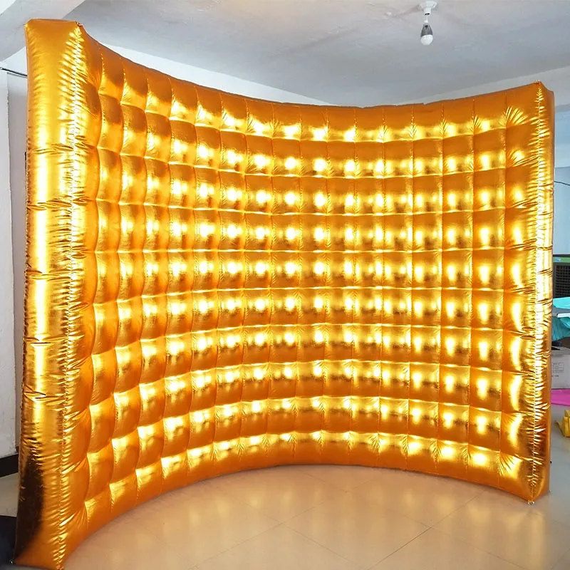 Silver & Gold Inflatable Photo booth Wall Backdrop Inflatable Wall For Haiioween Party Advertising 3m