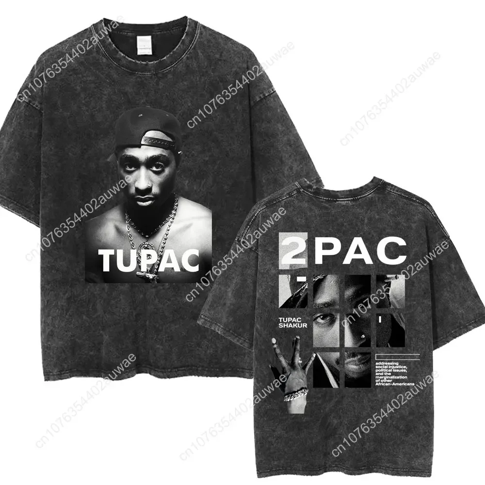 Rapper Tupac 2pac Washed T-shirts They Got Money for Wars But Can't Feed The Poor T Shirts Hip Hop Vintage Men's Cotton T Shirt
