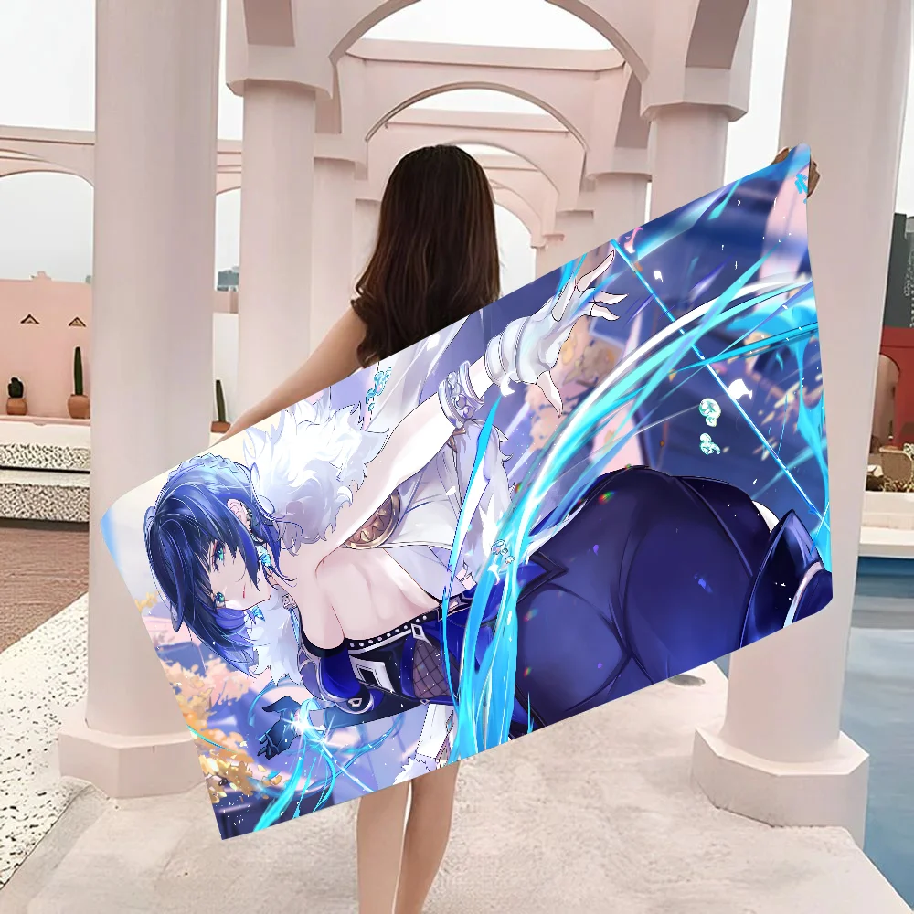 Genshin Impact Yelan Towel Microfiber Beach Towel Quick Dry Kids Beach Blanket Soft Unisex Camping Pool Towel