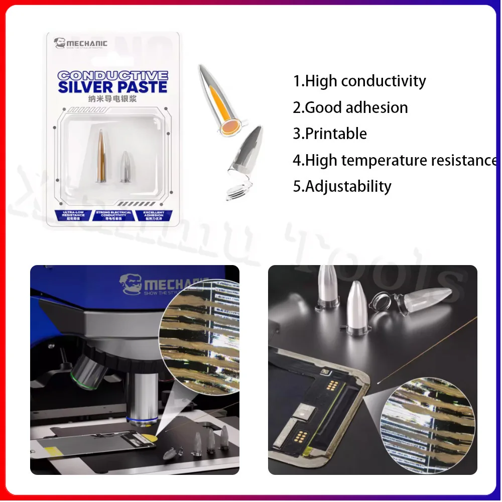 

MECHANIC NANO20 Nano Conductive Silver Paste, 3 упаковки — паста для ремонта гибкого экрана/ITO для iPhone Android Phone