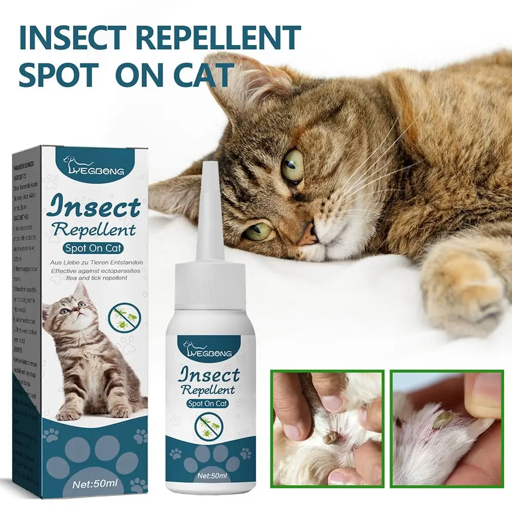 50ml Pet Flea Killer Drops Cats Ticks Lice Mite Removal Itching Ringworm Treatment Dogs Pet Relieve Insect Drops Removal C2T7