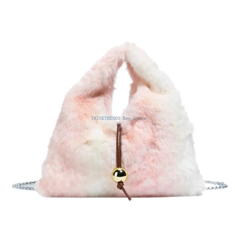 340D Elegant Plush Handheld Bag Practical Chain Strap Design Shoulder Bag For Women