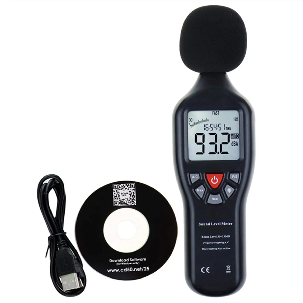 High-Precision Noise Sensor Decibel Meter, Noise Meter Noise Meter, Noise Recorder Measuring 30-130DB USB Recording