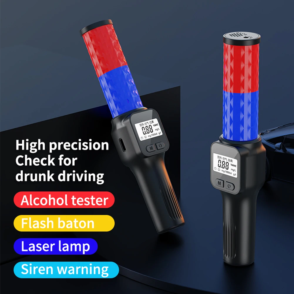 Professional Digital Breathalyzer LCD Display Handheld Wearable Analyzer Rechargeable Portable Digital Detector