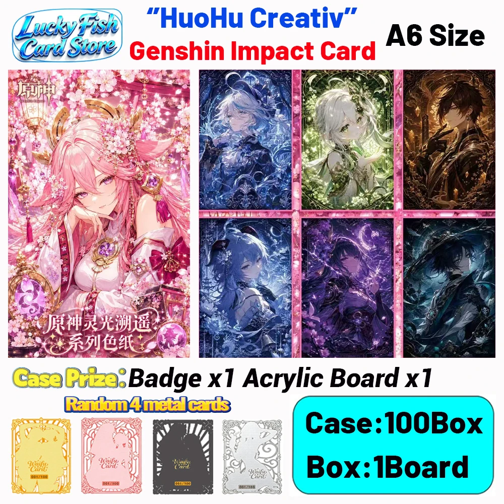 Wholesale 2026 New HuoHu Creative Studio Genshin Impact Cards A6 Size Boards Children's Toys Birthday Gifts