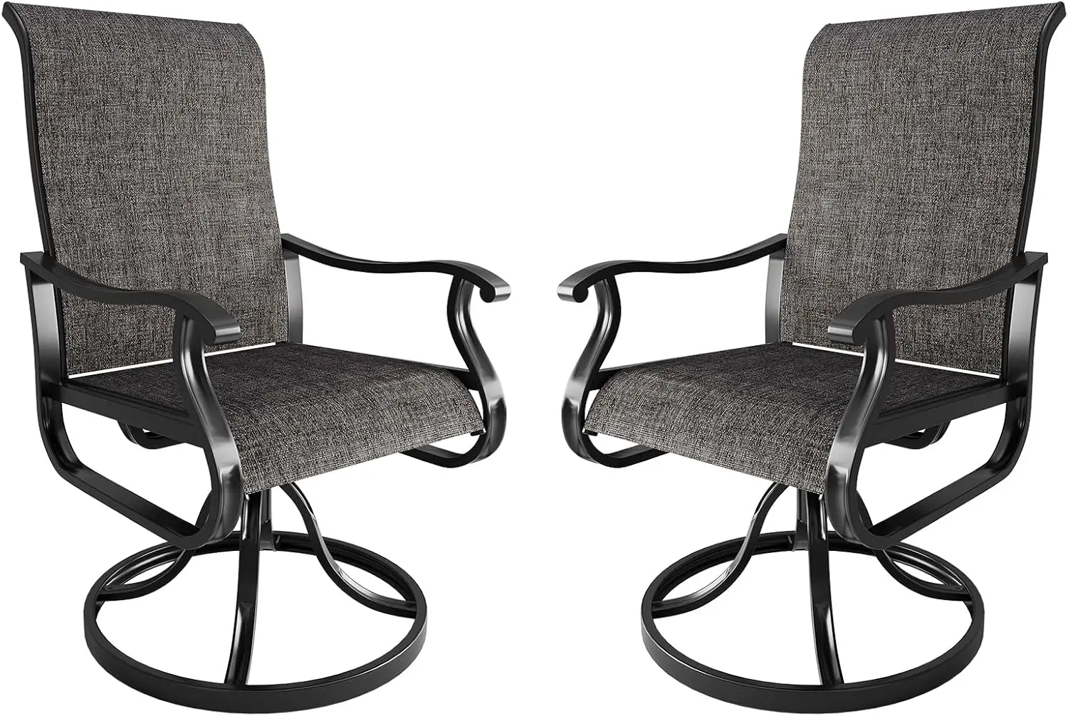 Amopatio Patio Swivel Chairs Set of 2, Outdoor Swivel Rocker Dining Chairs with All Weather Textilene High Back & Metal