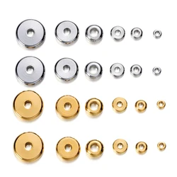 20Pcs/lot 3-10 mm Stainless Steel Charm Spacer Beads Flat Round Loose Big Hole Beads For DIY Jewelry Making Supplies Accessories