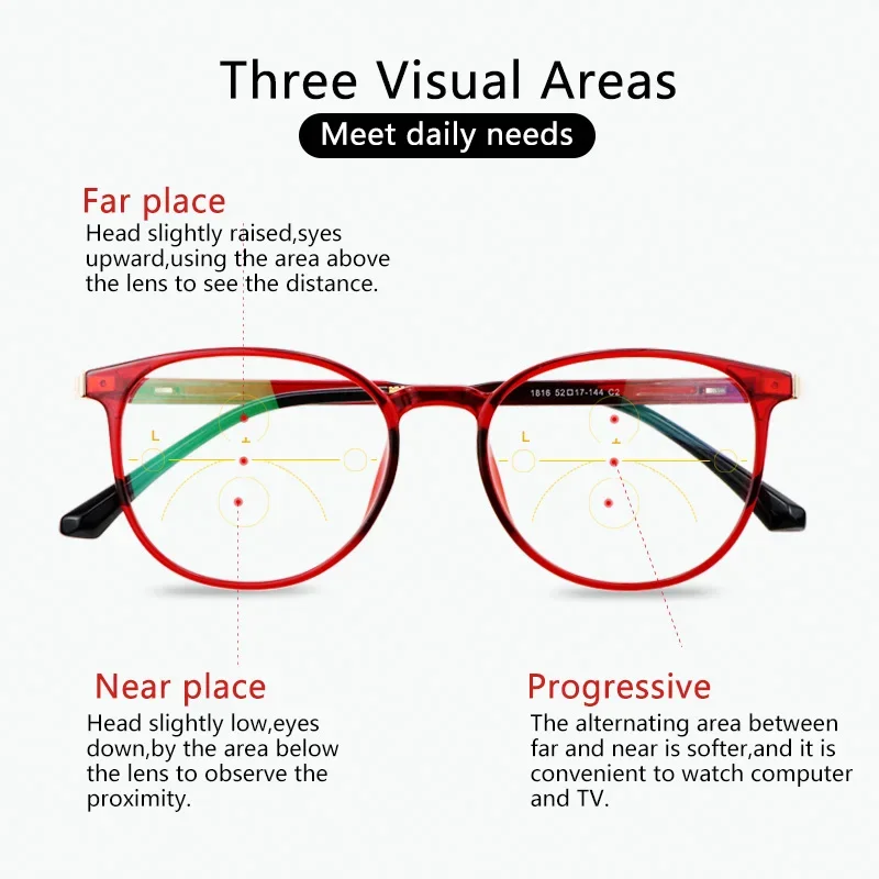 Photochromic Progressive Multifocus Reading Glasses for Women, Multifocal Readers Sunglasses, Anti UV/Eyestrain/Glare