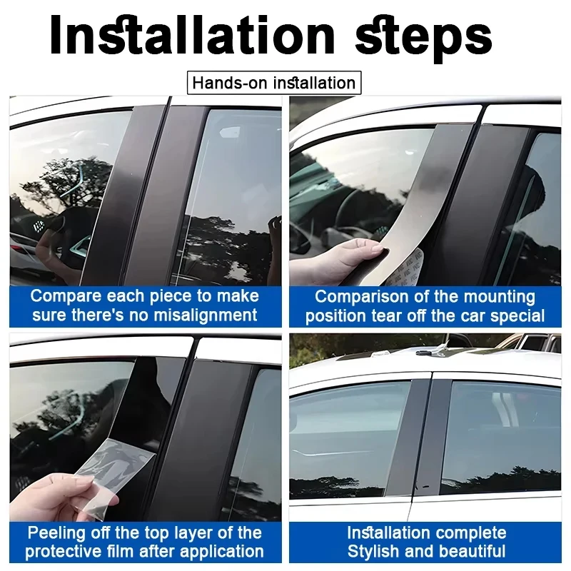 ディーパルS07 S7アクセサリー2024 2025 2026用カーウィンドウトリムカバー2枚入り、ピラーステッカーBCコラム傷防止保護フィルム