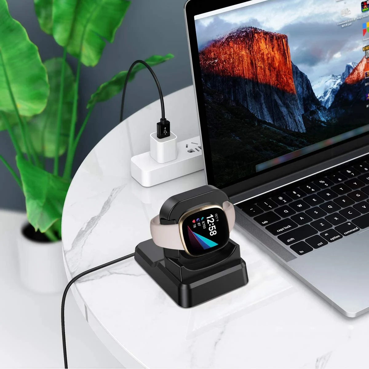 Лучшие предложения Подставка для зарядного устройства для умных часов Зарядный кабель Подставка для станции с заменой USB-шнура длиной 4,2 фута для Fitbit Sense/Versa 3