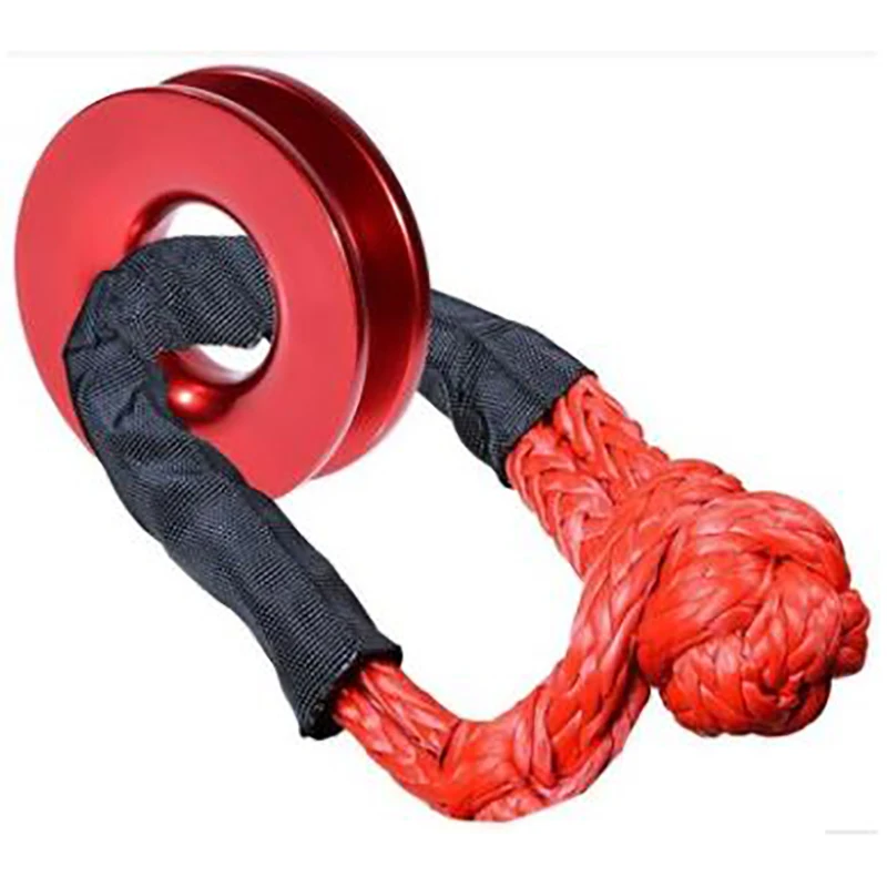 1/2 Inch Synthetic Shackle Winch Rope + Recovery Snatch Ring for ATV UTV SUV Off-Road Towing Truck 4X4 Boat Marine Red