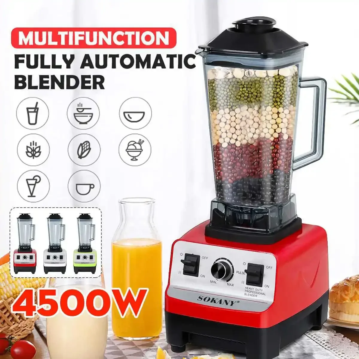 Houselin Professional Blender with 4500-Watt Base and Total Crushing Technology for Smoothies, Ice and Frozen Fruit