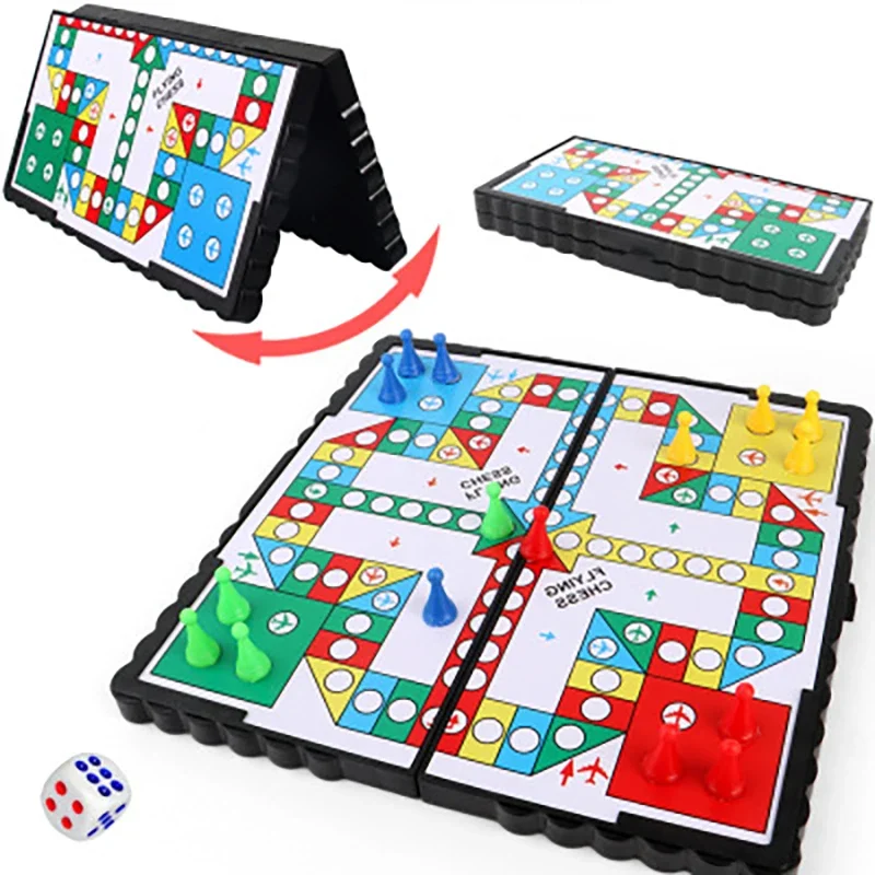 1 set of magnetic foldable flying chess board game crawling mat portable camping travel game set airplane chess