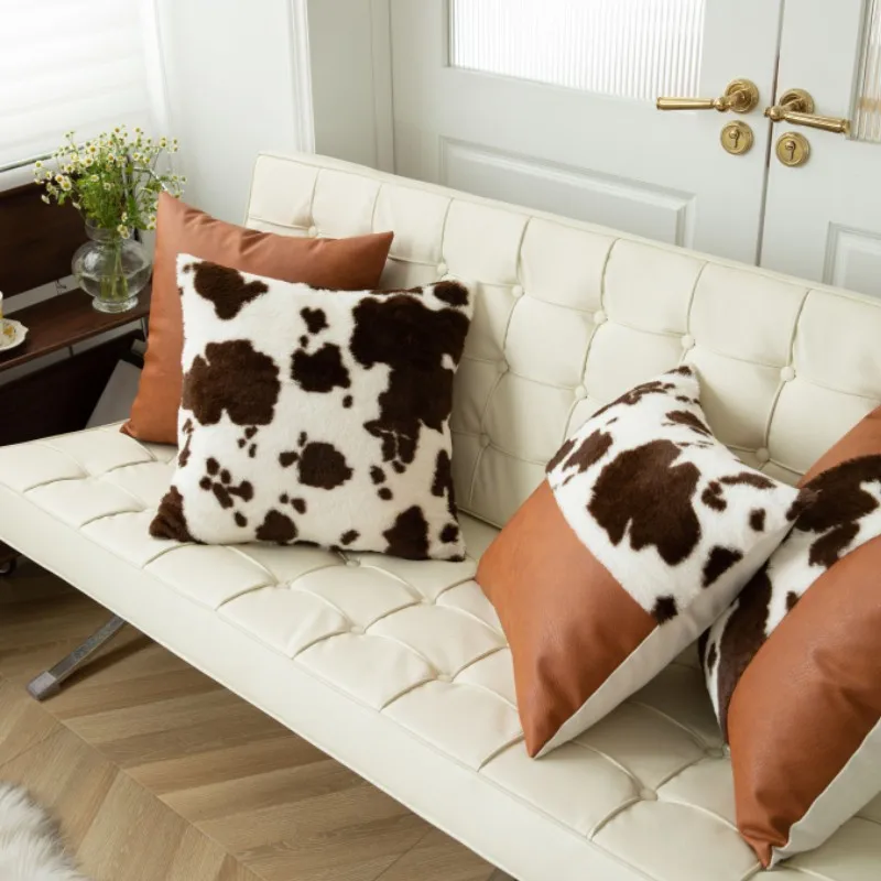Cow plush pillow cover car pillow sofa cushion living room core pillowcase throw pillow