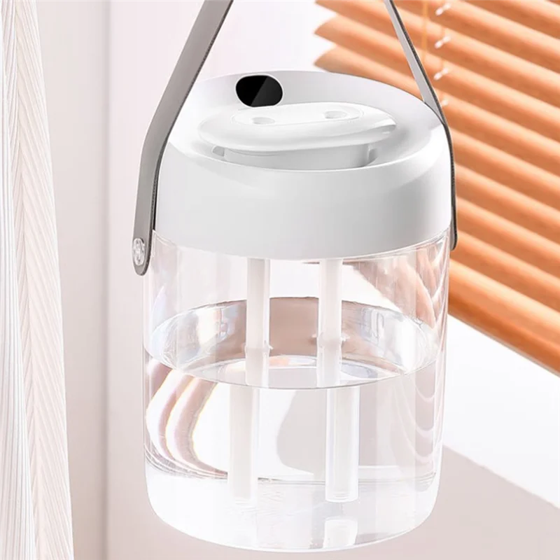 A44T White 2L Double Nozzle Humidifier Office Desktop Portable Air Atomizer USB Chargeable Digital Display Humidification Nebuli