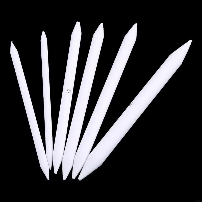 Hx6d 6pcs مزج Smudge Tortillon Stump Sketch 6 أحجام فنية أداة الرسم الباستيل جديد