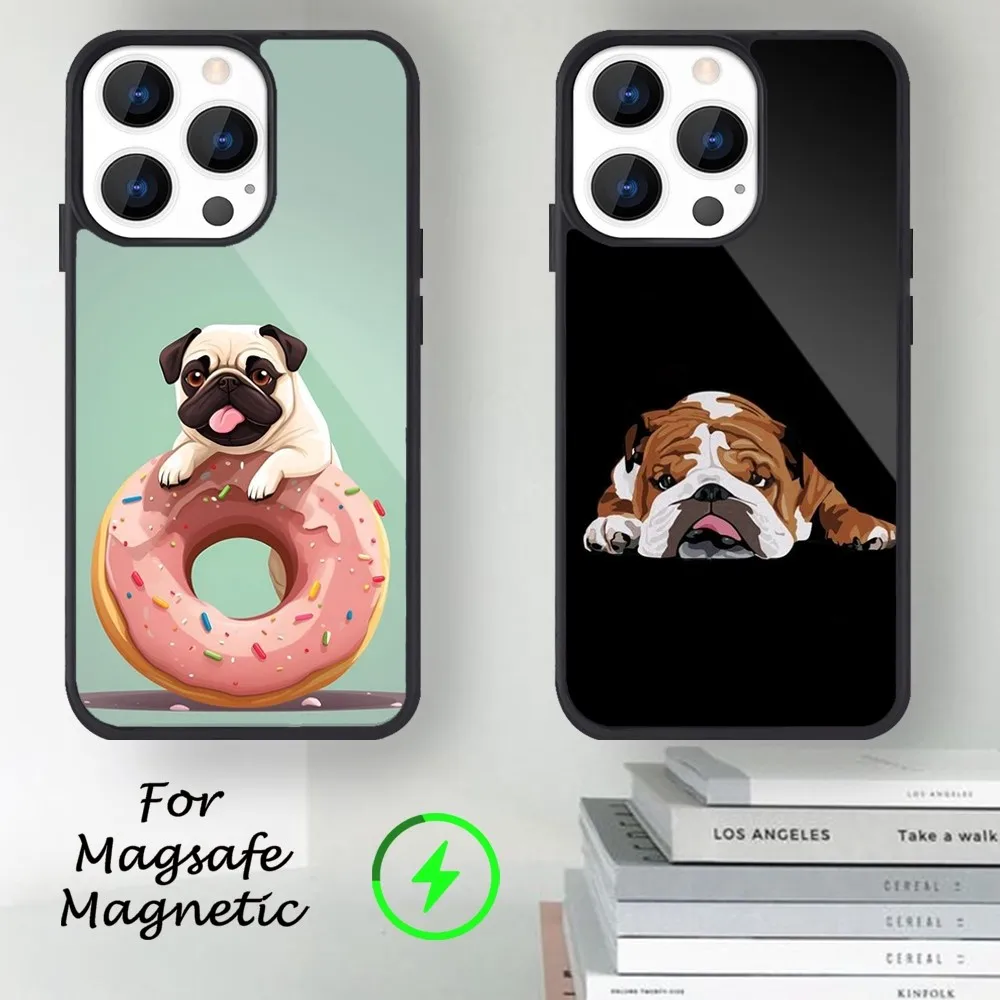 Cute Bulldog Phone Case For iPhone 14 13 12 11 15 Pro Max Magsafe Magnetic