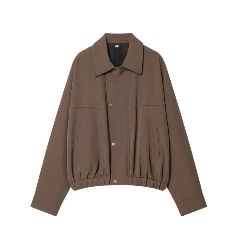 

Women's Double Breasted Pilot Jacket Casual Fashion Lapel Collar Coats Vintage Long Sleeve Top Female Streetwear