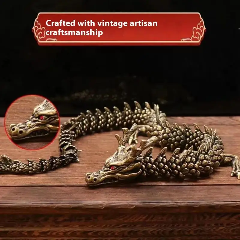 1Pcs Moveable Body Joints Antique Alloy Lucky Dragon Desktop Office Crafts 3D Dragon Statue Ornament Home Decoration Gifts