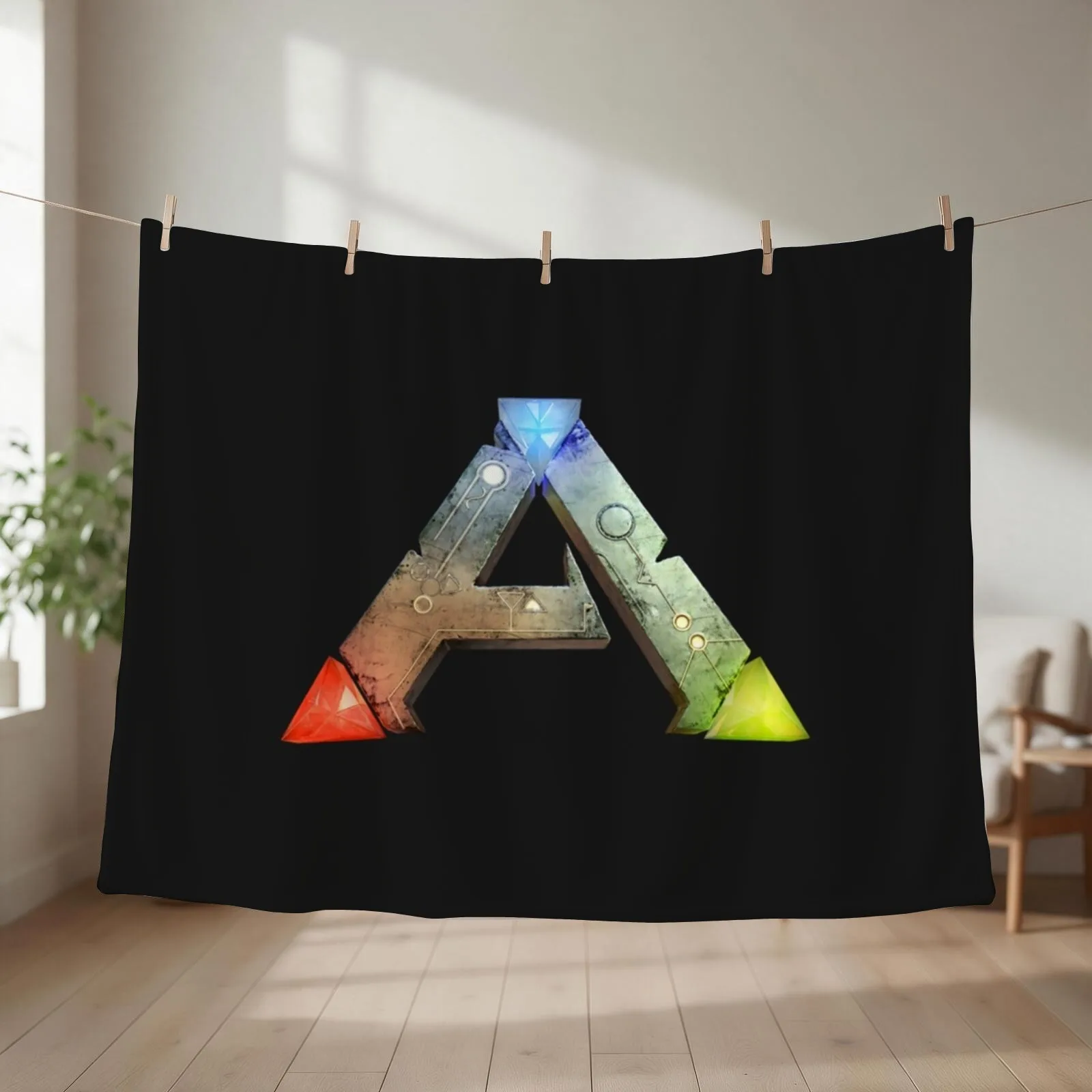 Couverture douillette et moelleuse avec logo ARK Survival Evolved, idéale pour le canapé, les pique-niques et les activités de plein air.