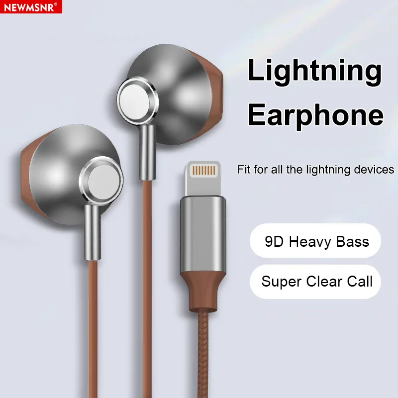 Auricolari Bluetooth cablati per bassi surround 6D per Apple Lightning iPhone 11-17 Pro Max Mini XS XR X 7 8 6 Cuffie per Samsung