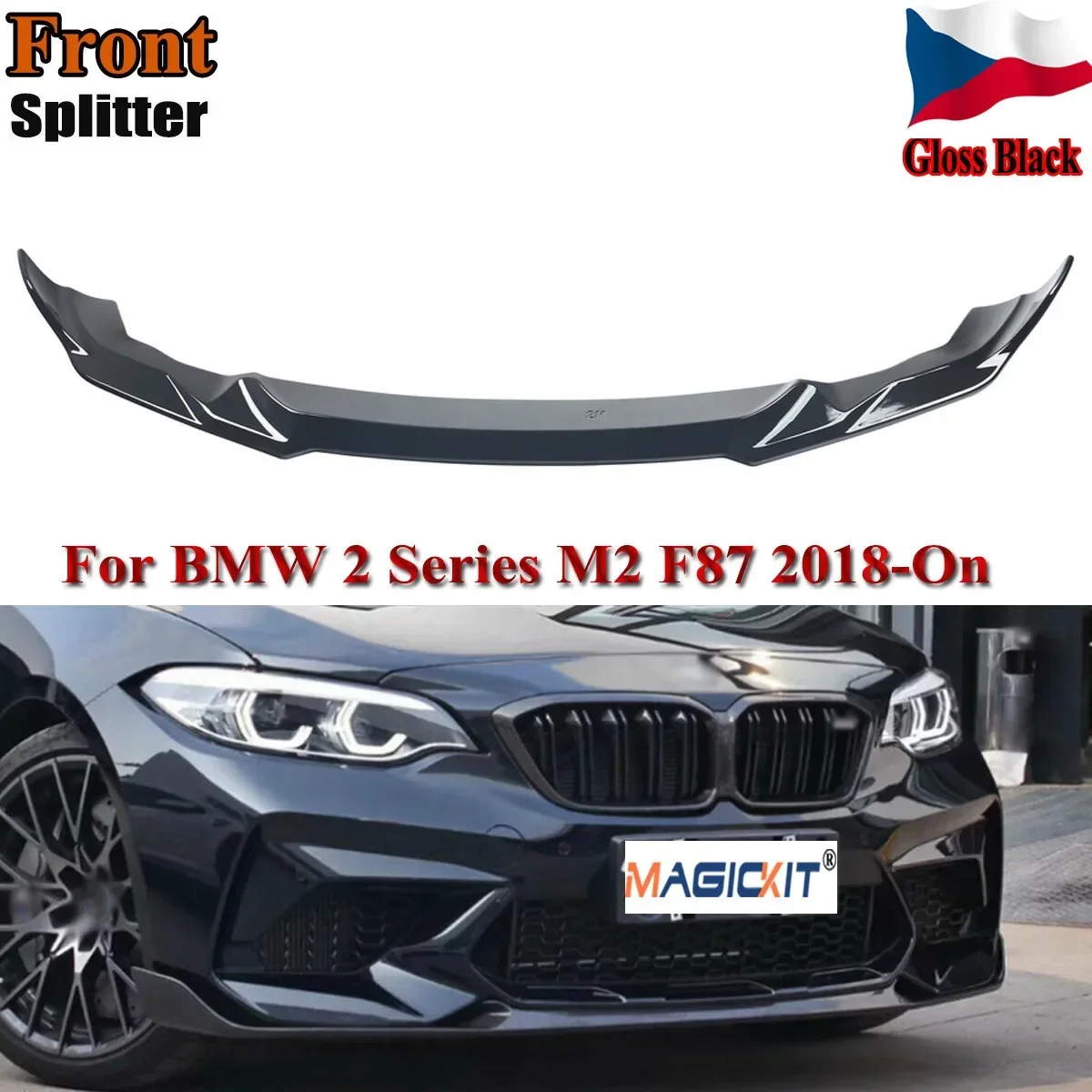 MagicKit Front Bumper Lip Spoiler For BMW 2-Series M2 M2C F87 Competition Coupe 2018-2020