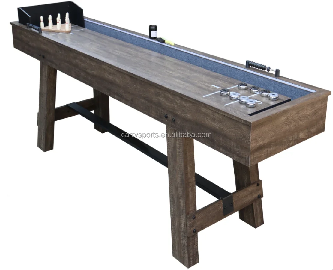 Snooker Club Essentials 2-in-1 kayu Shuffleboard dan Bowling Table dapat disesuaikan standar 9ft/12ft/14ft/16ft/18ft/20ft/22ft