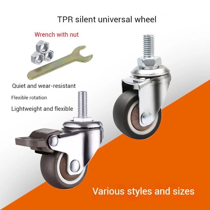 

4pcs Furniture Casters Wheels Soft Rubber Swivel Caster Quite Roller Wheels for Trolley Baby Crib Bed Wheels Household Accessory