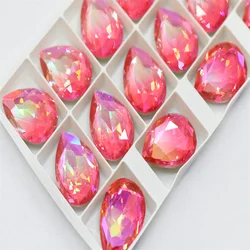 K9 rose New High Quality teardrop Pointback Rhinestone Glass Crystal Bead For DIY Clothing Jewelry Making