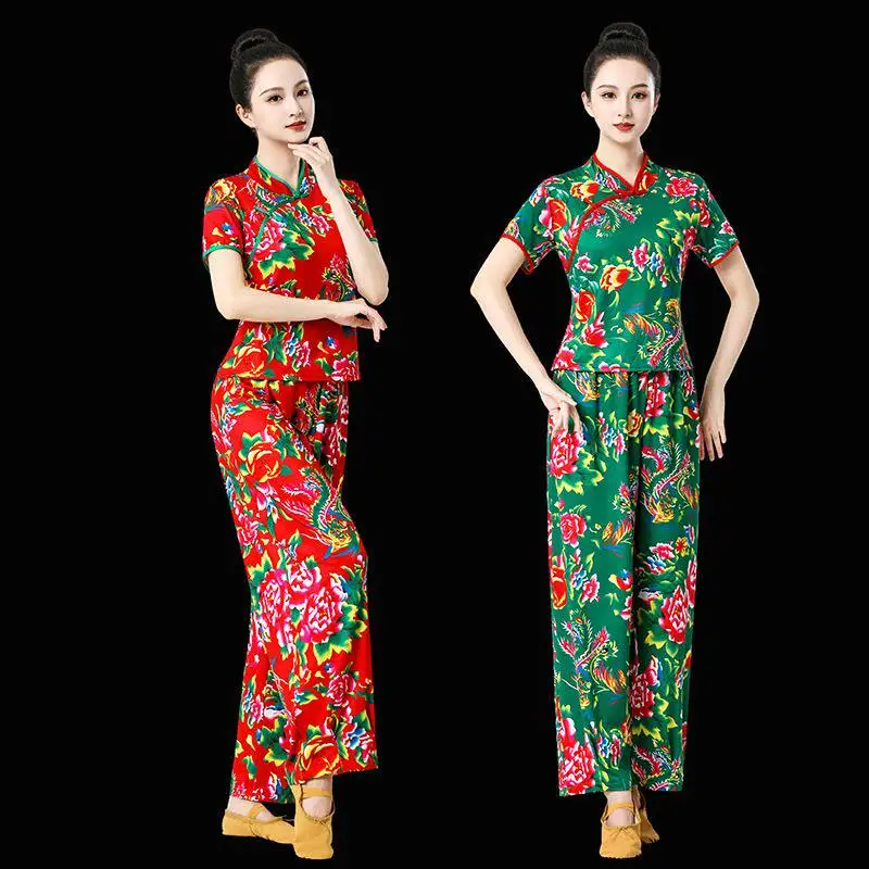 nouvel-ensemble-de-costumes-de-danse-carree-printemps-ete-vetements-floraux-a-deux-volants-du-nord-est-tenue-de-village-pour-spectacle-de-recolte-de-riz-danse-ethnique