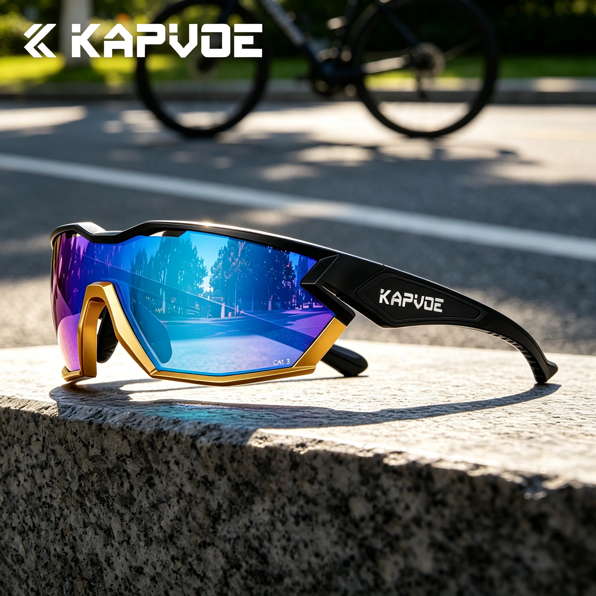Óculos de Sol Kapvoe UV400 para Ciclismo ao Ar Livre, Óculos Esportivos Estilosos e Ultraleves, Proteção Contra o Vento para Condução, Corrida e Caminhada