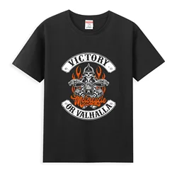 2024 Men T Shirt Casual New Limited Motorcycle Norse Viking Victory or Valhalla Men Dad T-shirt Graphic Streetwear S-3XL