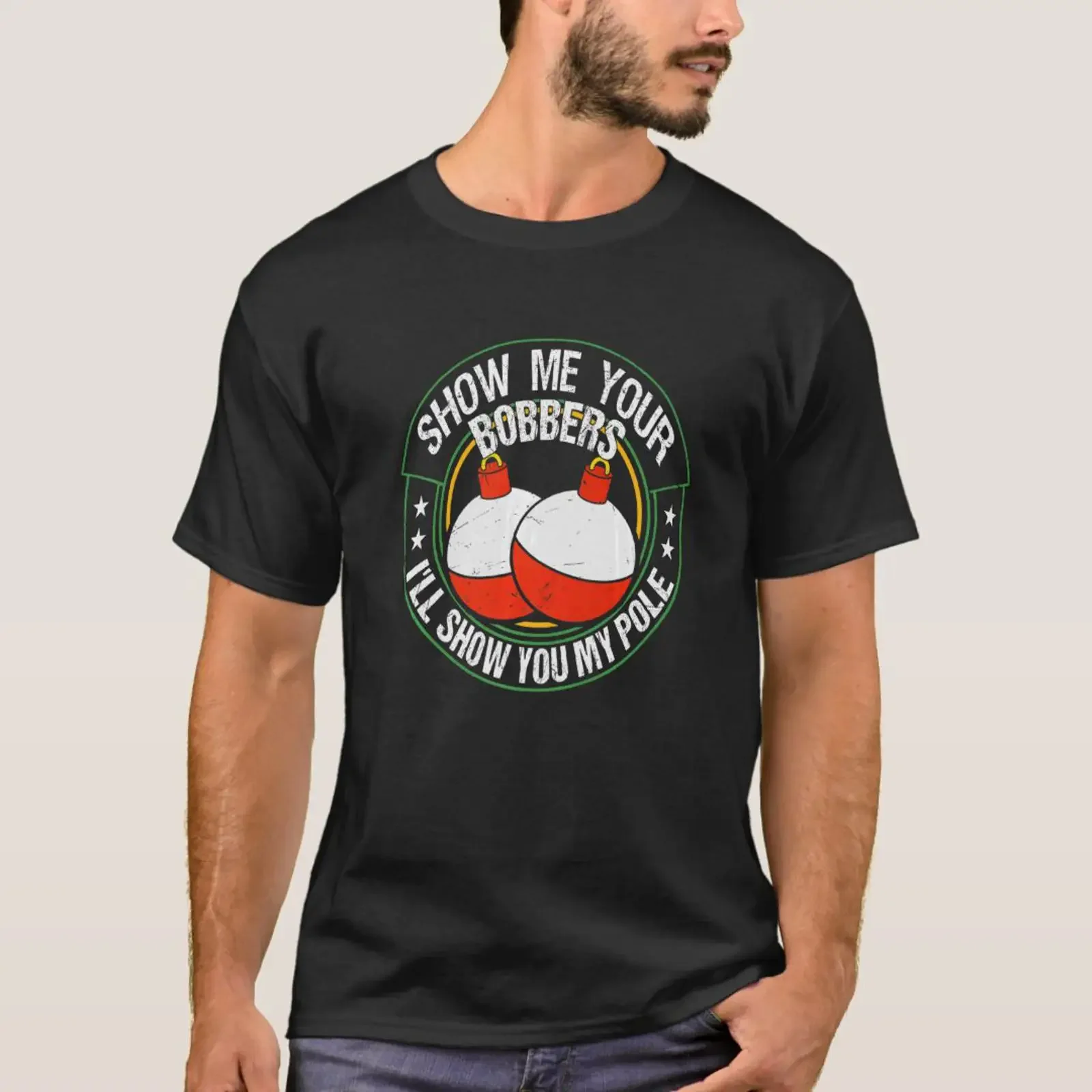Show Me Your Bobbers I'll You My Pole T Shirt vintage Washed Versatile fashion Stylish Top For Everyday Wear graphic homme