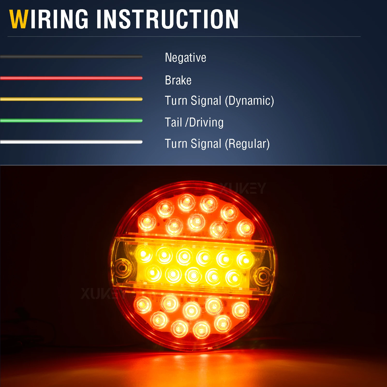 LED Trailer Rear Lights 12V/24V Round Waterproof Tail Lamp Brake Turn Signal Reflector Light for Truck Lorry Caravan Van Tractor